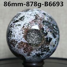 B6693-86mm-878g Amazing natural Ocean Jasper Orbicular Sphere Reiki Crystal picture