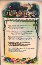 Patriotic Military Tenting on the Old Camp Ground Song 1910 Postcard B16 picture