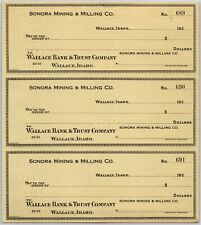 Wallace, ID Sonora Mining & Milling Co. Bank Check Sheet 1920's picture