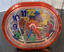 Vintage Ingraham Colors Colorful Clear See- Through Alarm Clock WORKS (CRACK) picture