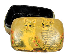 Vintage Lacquer Cats Trinket Box Made in India For Sara's Imports Inc picture