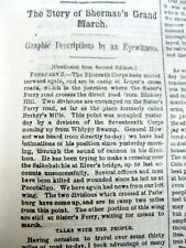 3 1865 CIVIL WAR newspapers w EYEWITNESS ACCOUNT SHERMAN'S MARCH thru CAROLINAS picture
