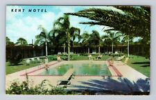 Venice FL-Florida, Kent Motel, Pool, Guests, US 41, Advertising Vintage Postcard picture