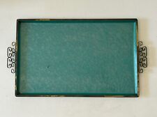 Vintage Mid Century Modern Moire Teal Glaze KYES  10”x15.5” Tray picture