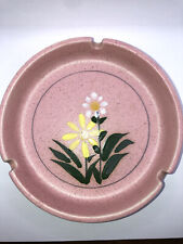NWOT VTG Handmade RARE Ashtray Original Studio Art Pottery Pink Daisy Floral picture