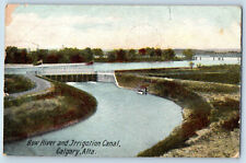 Calgary Alberta Canada Postcard Bow River and Irrigation Canal 1908 Posted picture
