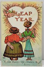 Leap Year Sgd August Hutaf Fat Woman Skinny Woman Life & Hope 1908 Postcard G1 picture