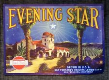Original Vintage Unused Evening Star California Fruit Crate Label Lemon Red Ball picture