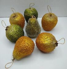 Vtg Set Of 7 Beaded Fruit Christmas Ornaments 3 Apples 2 Pears 2 Pomegranates  picture