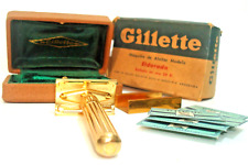 Ultra Rare 24k Gold plated GILLETTE ¨EL DORADO¨ b-2 FAT Razor W/CASE C.1940 NOS picture