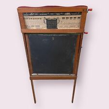 Antique Vintage Slate School Chalk Board Standing WWII ERA Scroll & Desk picture