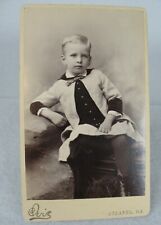 CDV Cabinet Card 1880's Little Blond Hair Boy in Dress  Photo Pensive Look picture