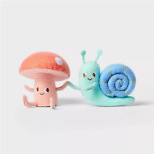 Mushroom & Snail Felt Duo Spring Easter 2024 Spritz Target Holding Hand Figurine picture