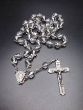 VTG Signed 800 Sterling Silver Crucifix Rosary Crystal Beaded picture