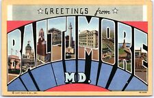 Postcard MD Baltimore Maryland Greetings Big Large Letters Multi Scenes   picture
