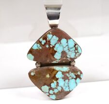 Navajo Pendant: Sterling Silver and Two Triangular Roystone NV Turquoise Stones picture