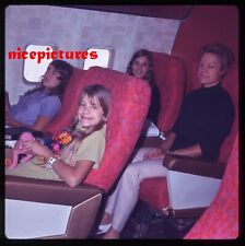 3 Teenage Girls Mom on Airplane Cabin seats 1960s Rollei 127 medium format slide picture