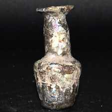 Authentic Ancient Roman Glass Bottle with Rainbow Patina C. 1st - 2nd Century AD picture