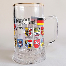 Germany Glass Beer Tankard Mug Deutschland Lander Flag Half Litre Fathers Day picture