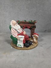 Vintage Santa Sleeping on Chair Holding Good Boys & Girls List Candle Holder picture