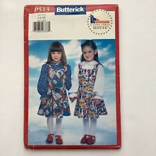 Butterick P513 Sewing Pattern Girls Dress Jumper Shirt Size 5-6-6X UNCUT  picture