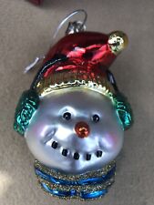Hallmark vintage 1998 jolly snowman ornament large face Rare  Crown Reflections picture
