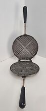 Vintage No. 400B  Pizzelle Cookie Iron Campfire Stove Top Wood Handle 14