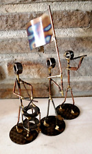 Vintage Copper Metal Band Figurines Sculpture on Drum with Flag Man cave Office picture