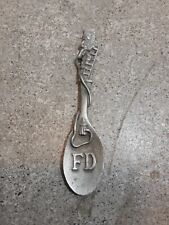 Vintage Gallo Pewter Fireman Fire Department Spoon Stamped EV 87, US 3 7/8