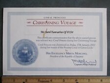 2003 Coral Princess Christening Voyage Carol Eannarino Certificate Panama Canal picture