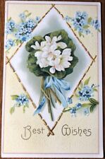 Postmarked 1911 Best Wishes, Flowers On Embossed Lithograph Postcard, Gold Trim picture