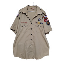 Vintage Boy Scout America Uniform Shirt Adult XL Flag BSA Beige Scout Master USA picture