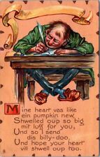 Man Quill Pen Writing Letter Desk Leatherette Valentine Tucks 4 postcard IQ9 picture