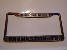Bacon Frankston TX License Plate Frame Embossed Tag Vintage Metal Chevrolet GM picture