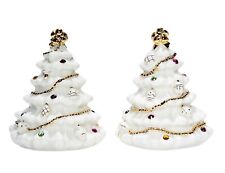 2001 LENOX Jewels Of Christmas Porcelain Salt & Pepper Tree Shakers picture