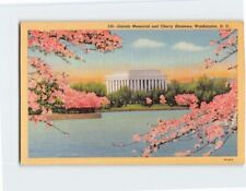Postcard Lincoln Memorial and Cherry Blossoms Washington DC picture