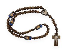 St Toribio Romo Brown Wood Rosary Necklace Rosario Cafe Madera Religious Gift picture