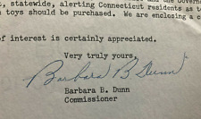 SIGNED  Letter by CT State Commissioner Barbara B. Dunn 1972 Connecticut picture
