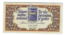 Old Advertising Premium Blotter Morton's Iodized Salt EM Clem Lantz Mills VA picture