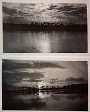 • 2 Lovely Vintage 1925 REAL PHOTOS • SUNSET ON THE TIGRIS RIVER - IRAQ • Rare • picture