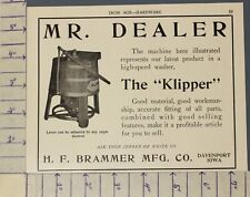 1911 H. F. BRAMMER KLIPPER WASHER COMPANY DAVENPORT DECOR HISTORIC AD A-2095 picture