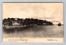 Keokuk IA-Iowa, Lower Lock, Government Canal, Antique, Vintage c1907 Postcard picture