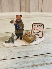 Lemax Miniature Resin Christmas Village Figurine Kittens Free to Good Home picture
