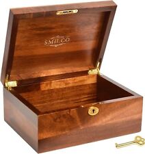 Wooden Storage Box with Hinged Lid Acacia Wood Hand-Crafted Wooden  picture
