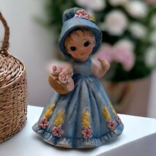 Vtg May Girl of the Month Blue Flower Dress & Basket George Good Corporation picture
