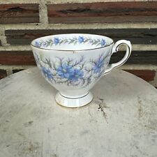 Vintage Tuscan Tea Cup Floral Blue Handle Fine English Bone China Flowers Teacup picture