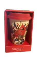 LENOX Winter Greetings Ceramic Travel Mug 12 oz Cardinal w/Silicone Lid NIB picture