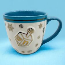 Starbucks Hanukkah Mug W/ Raised Dreidel Cream Blue Gold 2007 Rare 16oz Cup picture
