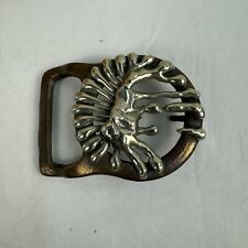 Master Works Solid Brass Abstract 1970s Hippie Vintage Belt Buckle picture