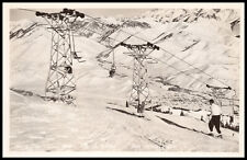 Sun Valley, Idaho, Skiers on Slopes, Ski lift, Real Photo Postcard RPPC picture